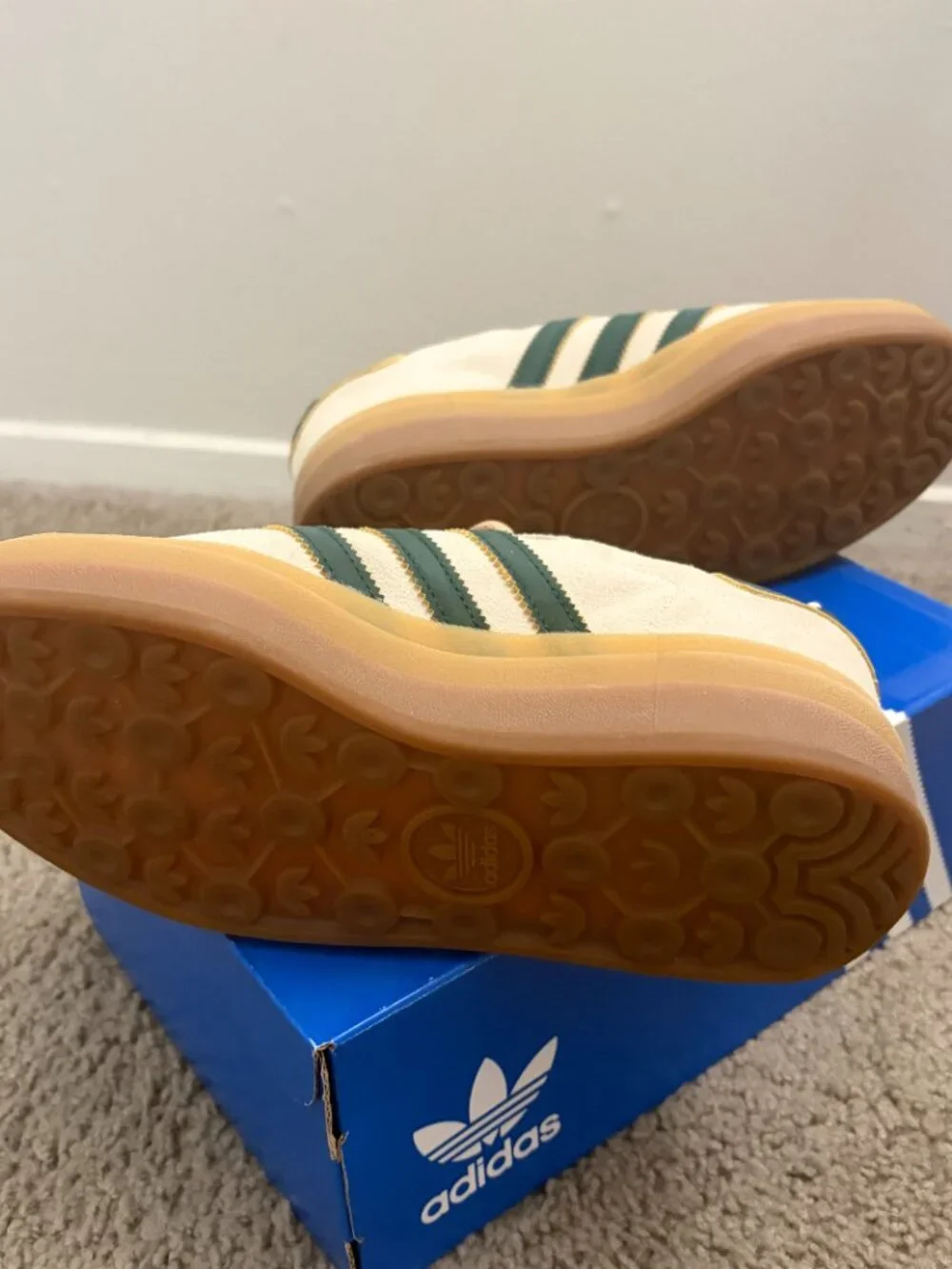 New Adidas Gazelle Bold W Cream Green Gum Platform Sneakers Women US 6 ID7056